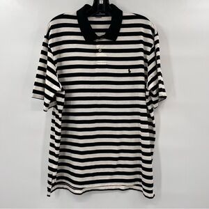 Ralph Lauren Soft Cotton Stripped Black and White Short Sleeve Polo Size XL
